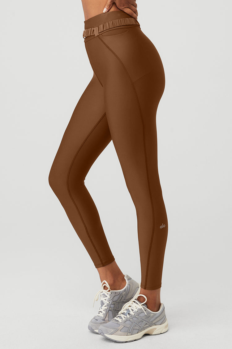 ALO Yoga, Pants & Jumpsuits, Alo Yoga Airlift Mesh High Waist Cinnamon  Brown Celeste Capri Leggings Pants M