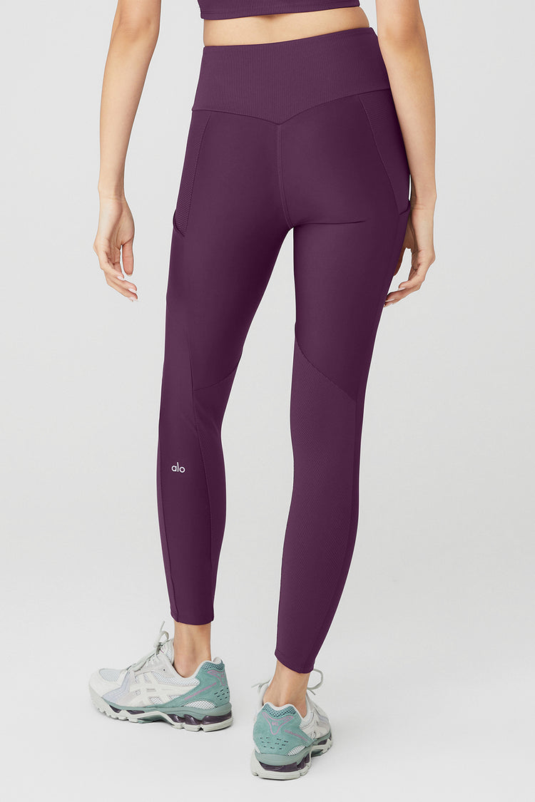NEW Zella Moto Ribbed High Waist Ankle Leggings - Purple Taupe - Small
