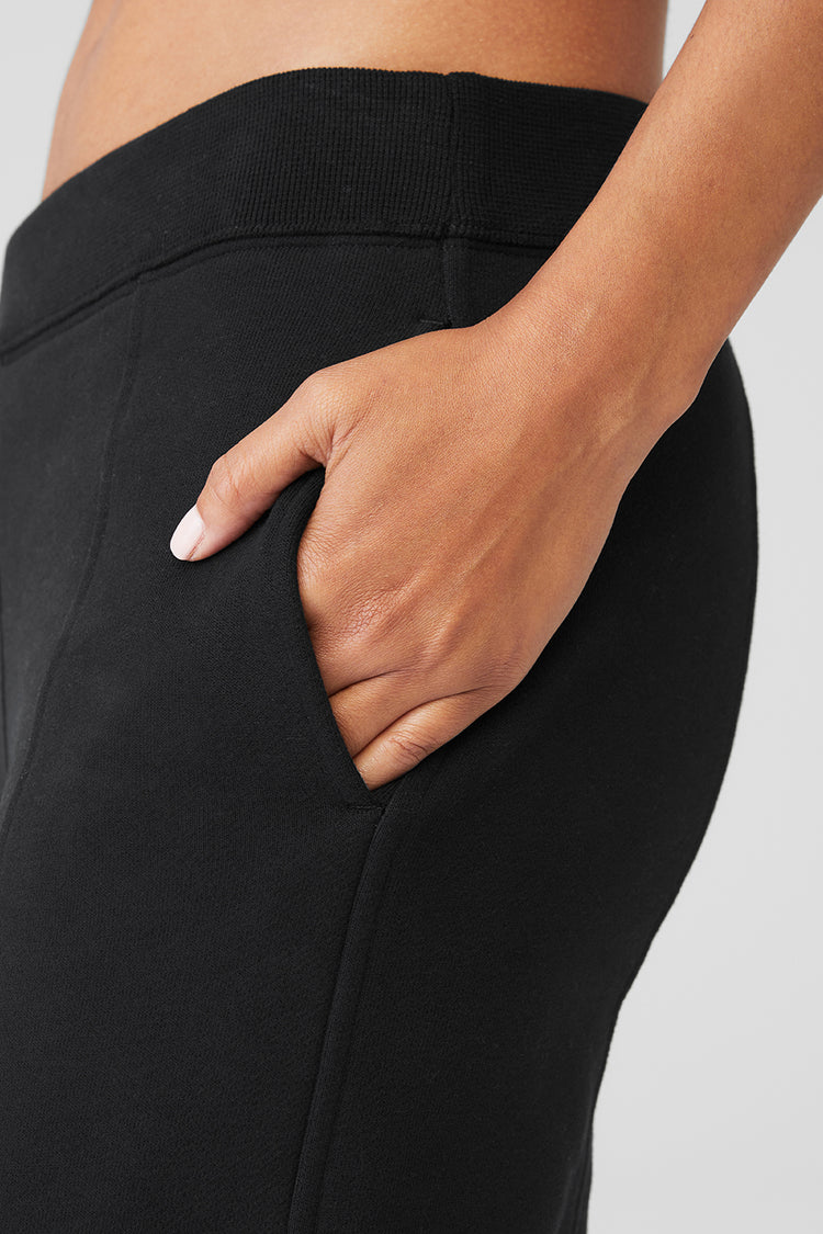ALO Yoga Women's Large Size Zipper Black Sweatpants