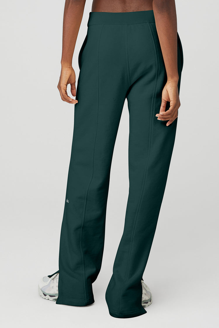 High-Waist Free Time Straight Leg Sweatpant - Midnight Green