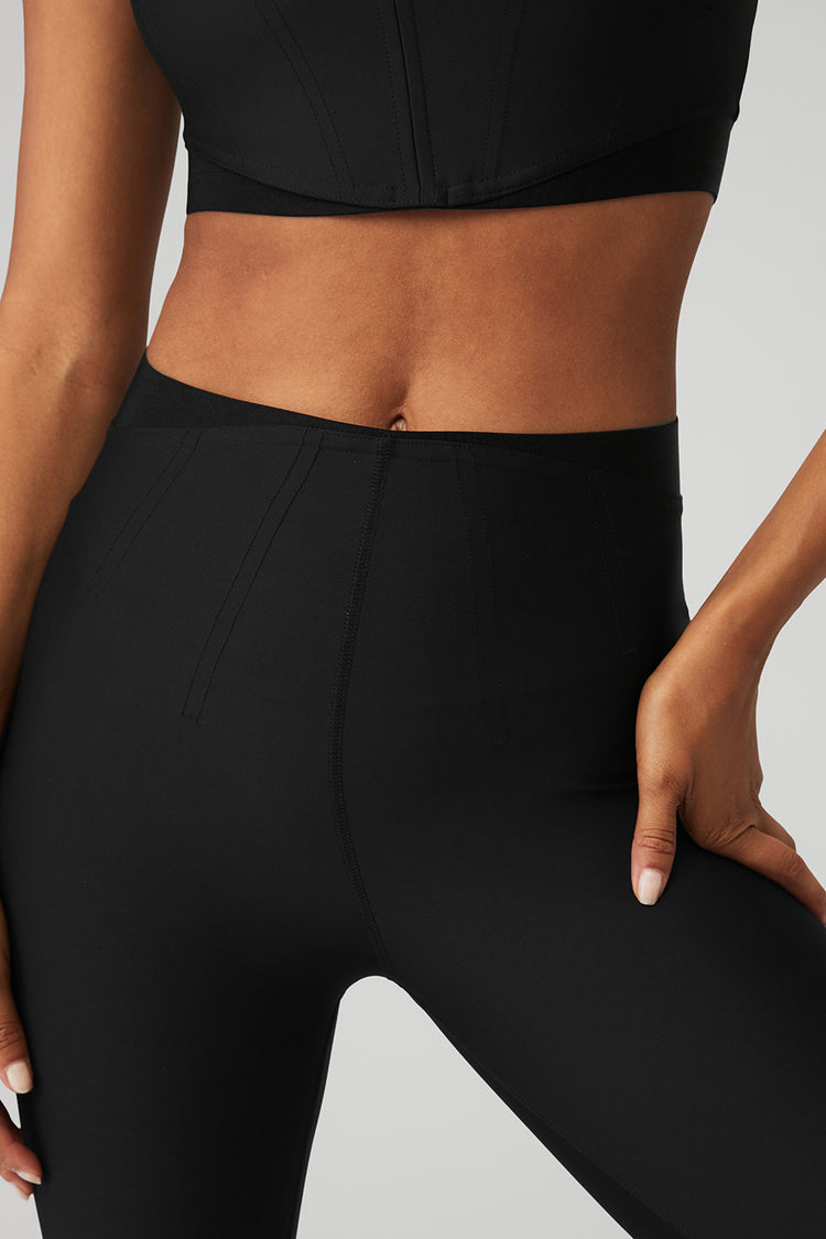 Black Wet Look With Corset Back - Black Embellished Designer Gloss Leggings,  Small at  Women's Clothing store: Leggings Pants