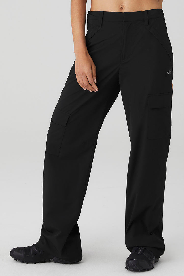 Black Twill Pocket High Waist Cargo Trousers | PrettyLittleThing