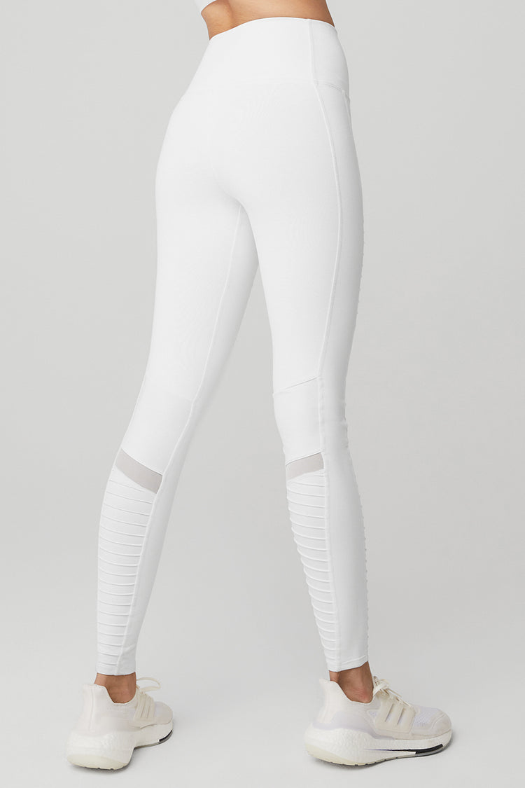 High Waist Moto Legging White White Glossy Alo Yoga