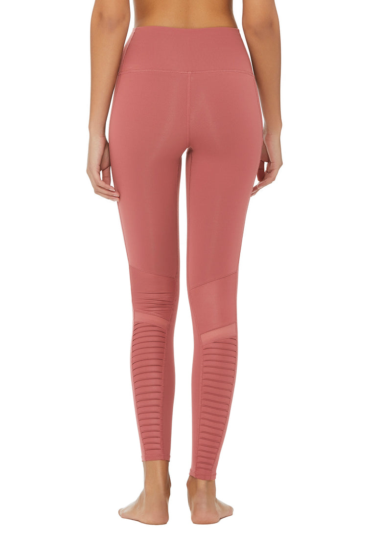 High-Waist Moto Legging - Rosewood 