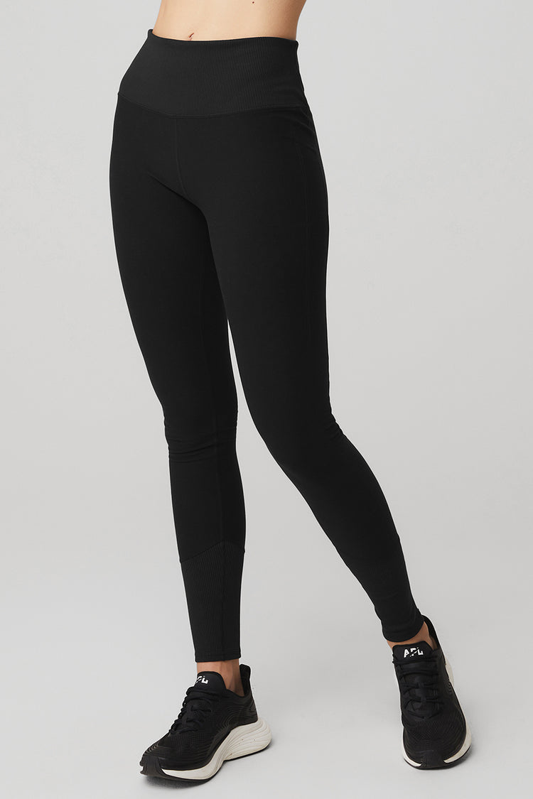 Alo Multi Leggings Black Filament Trim Hidden Waistband Size Xxs, 0884913598300 - Alo Yoga clothing - Black