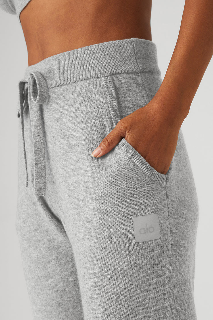 Cashmere Drawstring Jogger Pant in Grey Heather