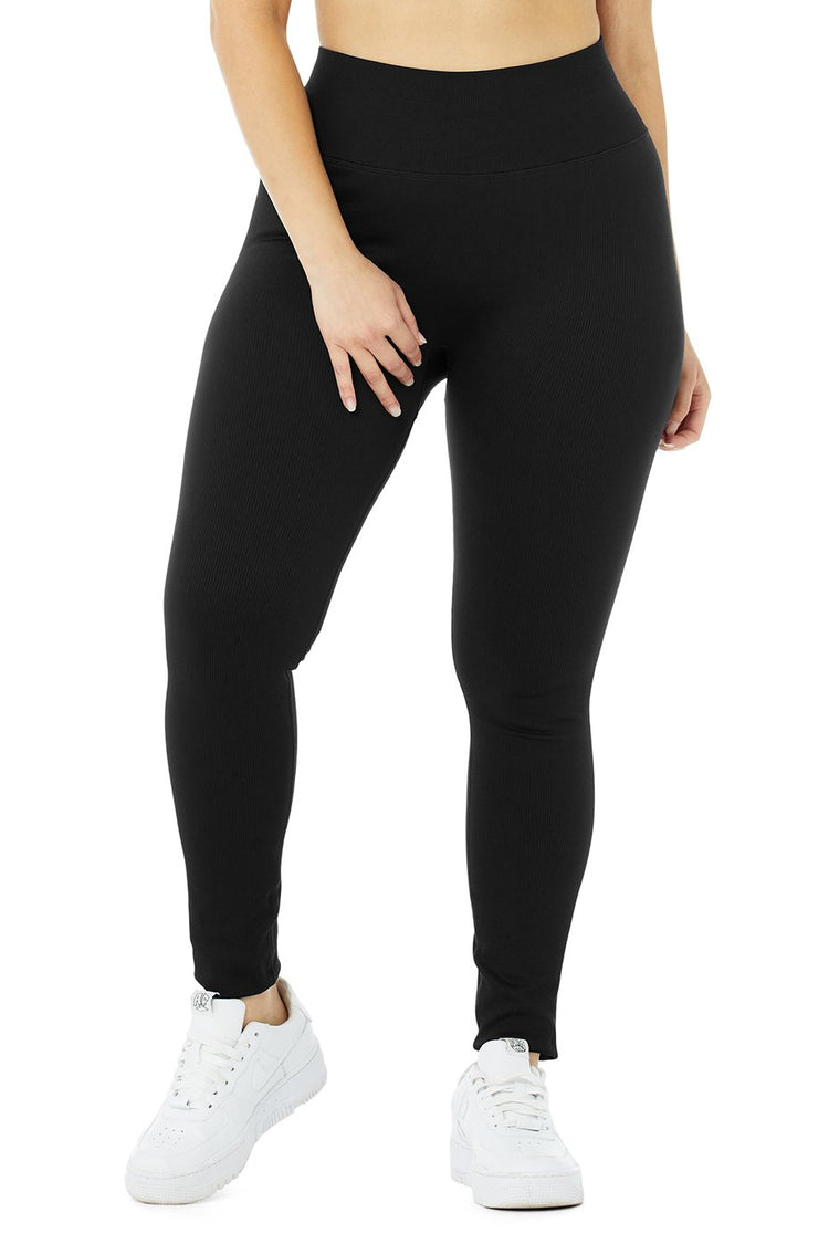 Seamless High-Waist Ribbed Legging in Hot Cocoa by Alo Yoga