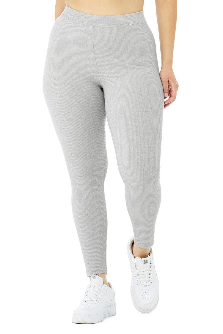 Alo Ribbed High Waist 7/8 Blissful Legging Gravel – Pure Barre Edina