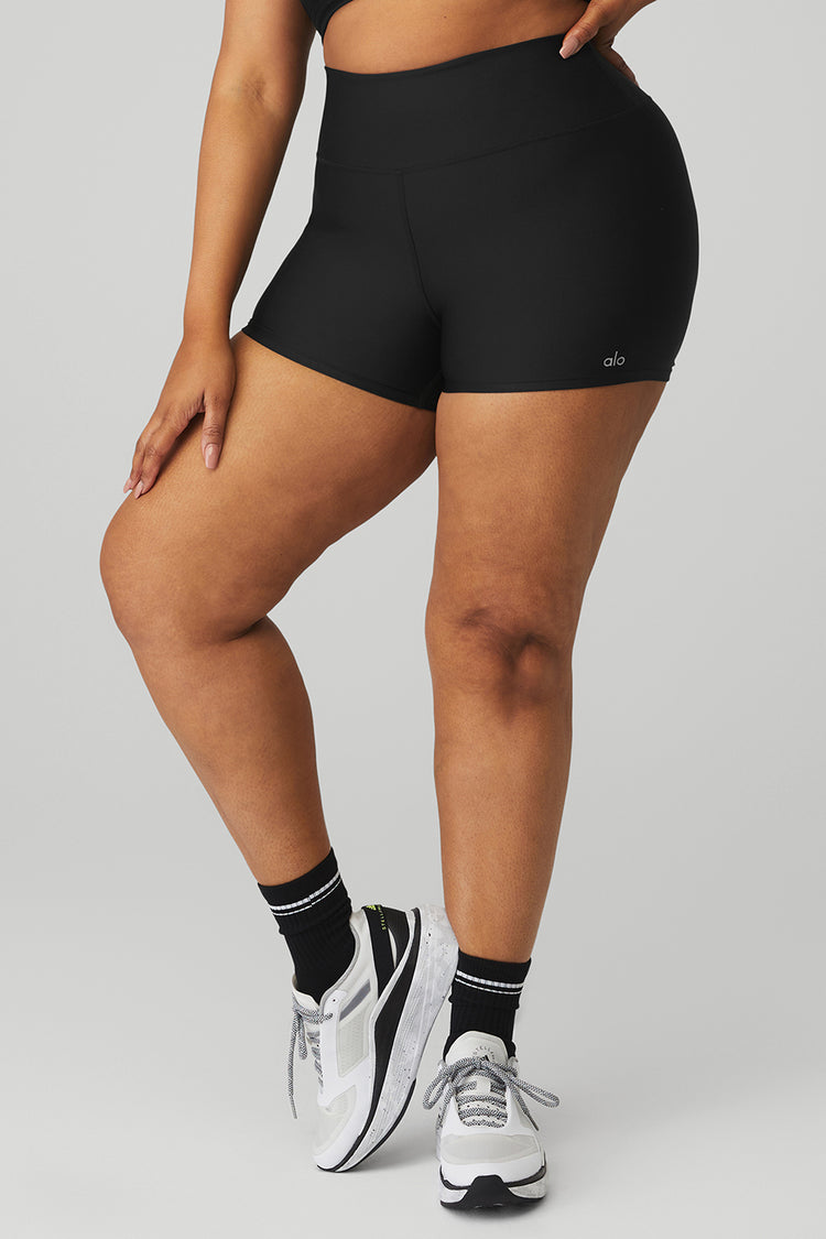 Airlift Energy high-rise jersey shorts in black - Alo Yoga