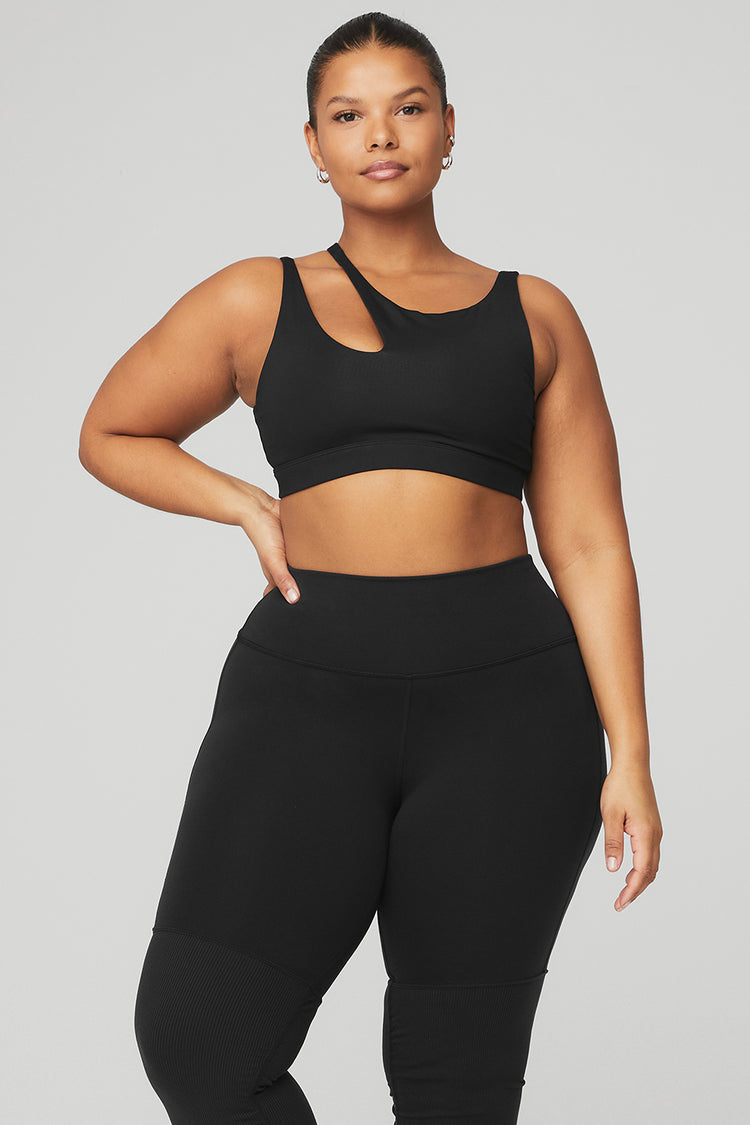 NEW $72 Alo Movement Sports Bra with Lace-up Back in Black [SZ Small ]  #P378