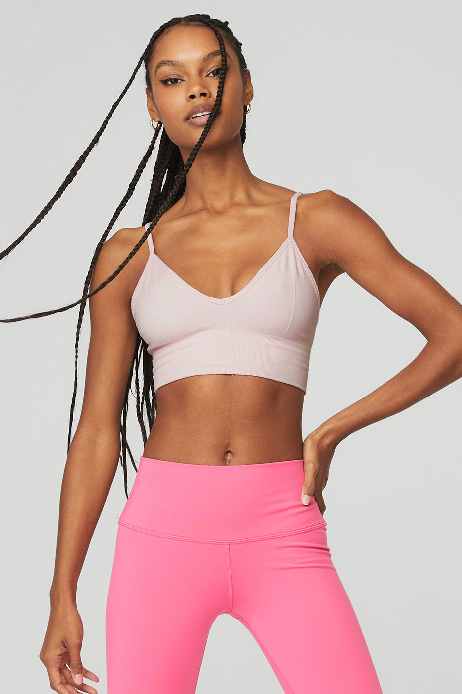 Buy Alo Yoga® Ambient Logo Bra - Neon Pink/white At 31% Off
