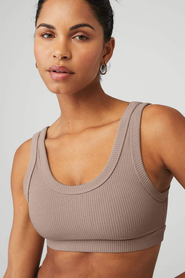 Ribbed Scoop Neck Cotton Bralette