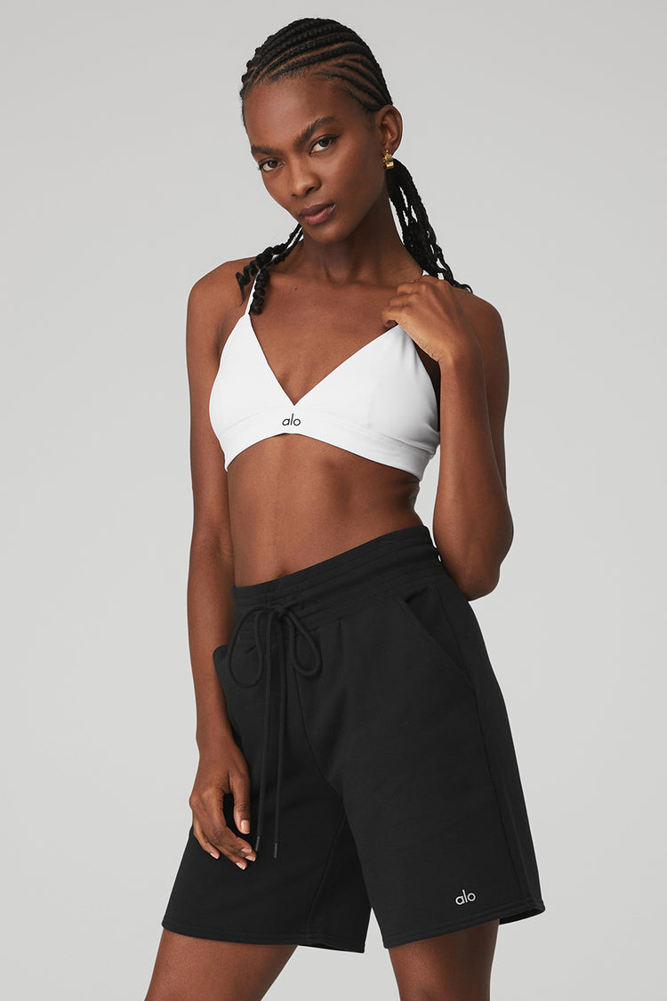 Alo Yoga Black Splendor Sport Bra In Black/white