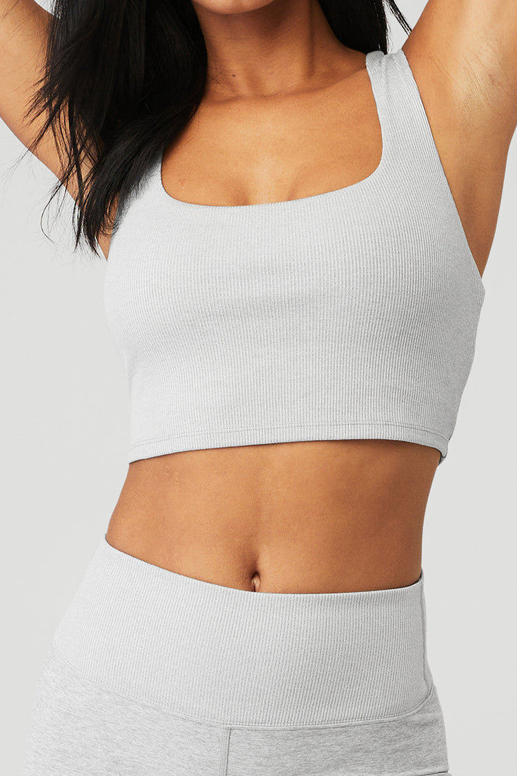 Nanoedge Crop Tank Tops with Built in Bra Padded Long Yoga Sports Bra Size  (28 Till 34) White Color