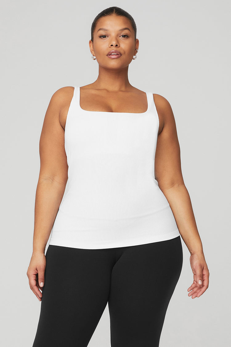 Alo Yoga Women's Rib Support Tank, White, XS : Buy Online at Best