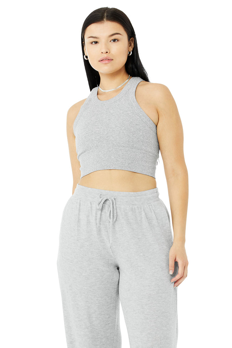 alo Seamless Delight High Neck Sports Bra in Cosmic Grey