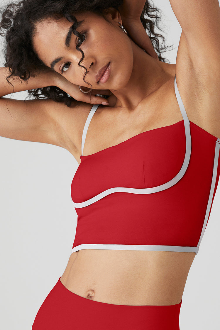 Alo Yoga XS Airbrush Streamlined Bra Tank - Classic Red/ White