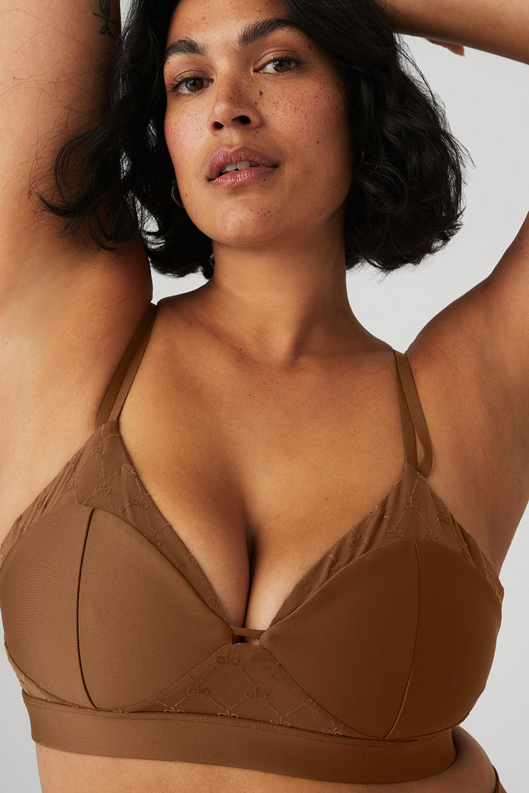 ALO Yoga, Intimates & Sleepwear, Alo Yoga Brown Ruched Front Open Back  Sunny Strappy Sports Bra