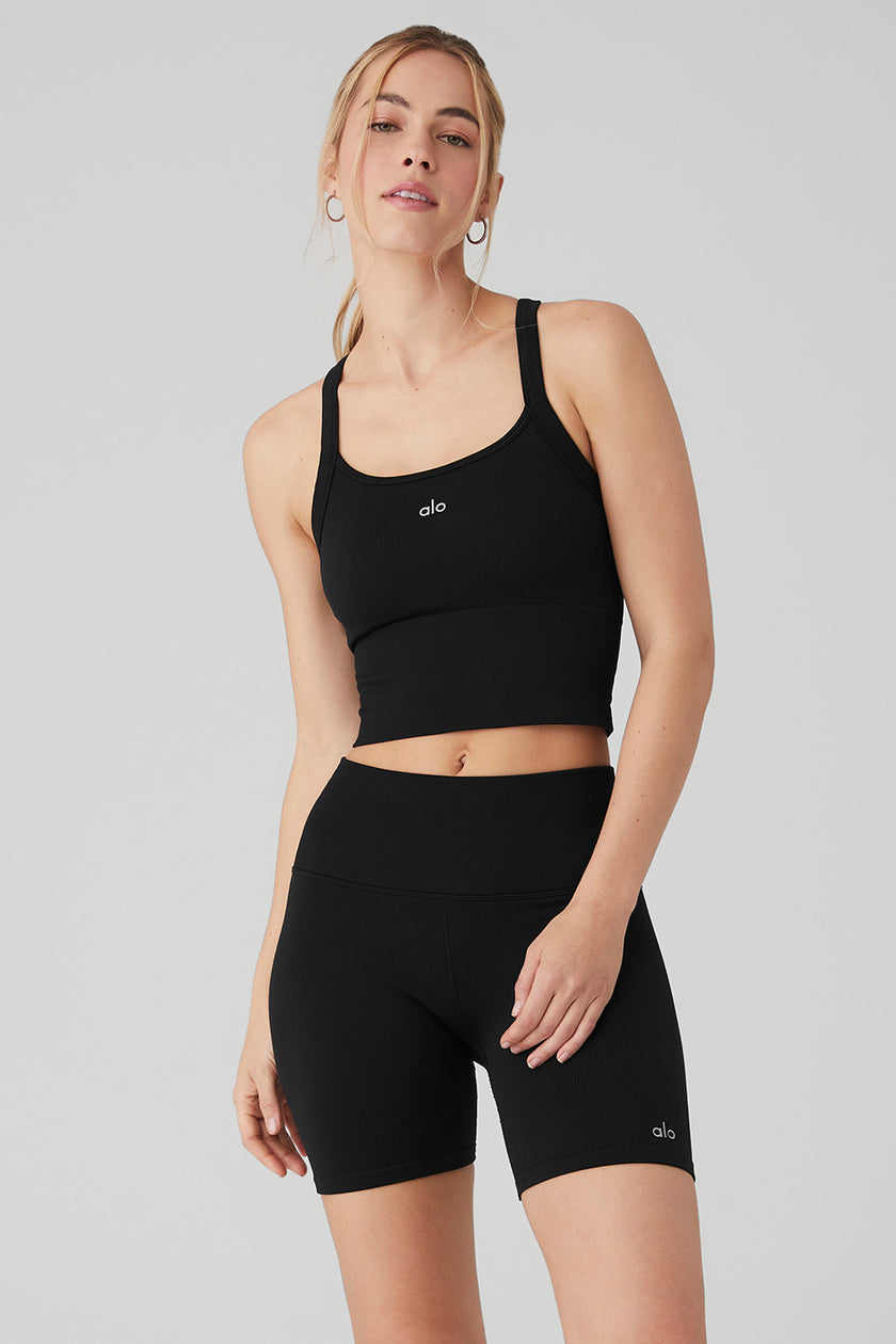 Alo Yoga  Airlift Street Goddess Bra Tank Top in Black, Size: Large -  ShopStyle