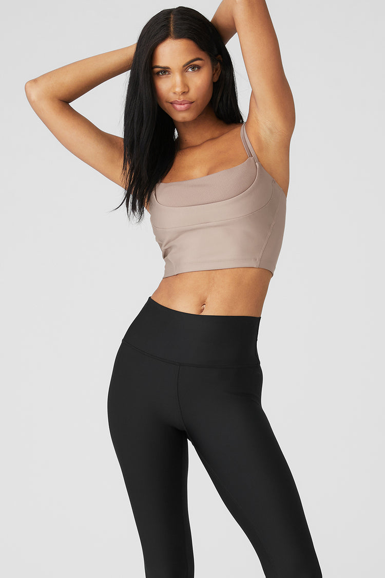 Shape Taupe Branded Contrast Gym Leggings