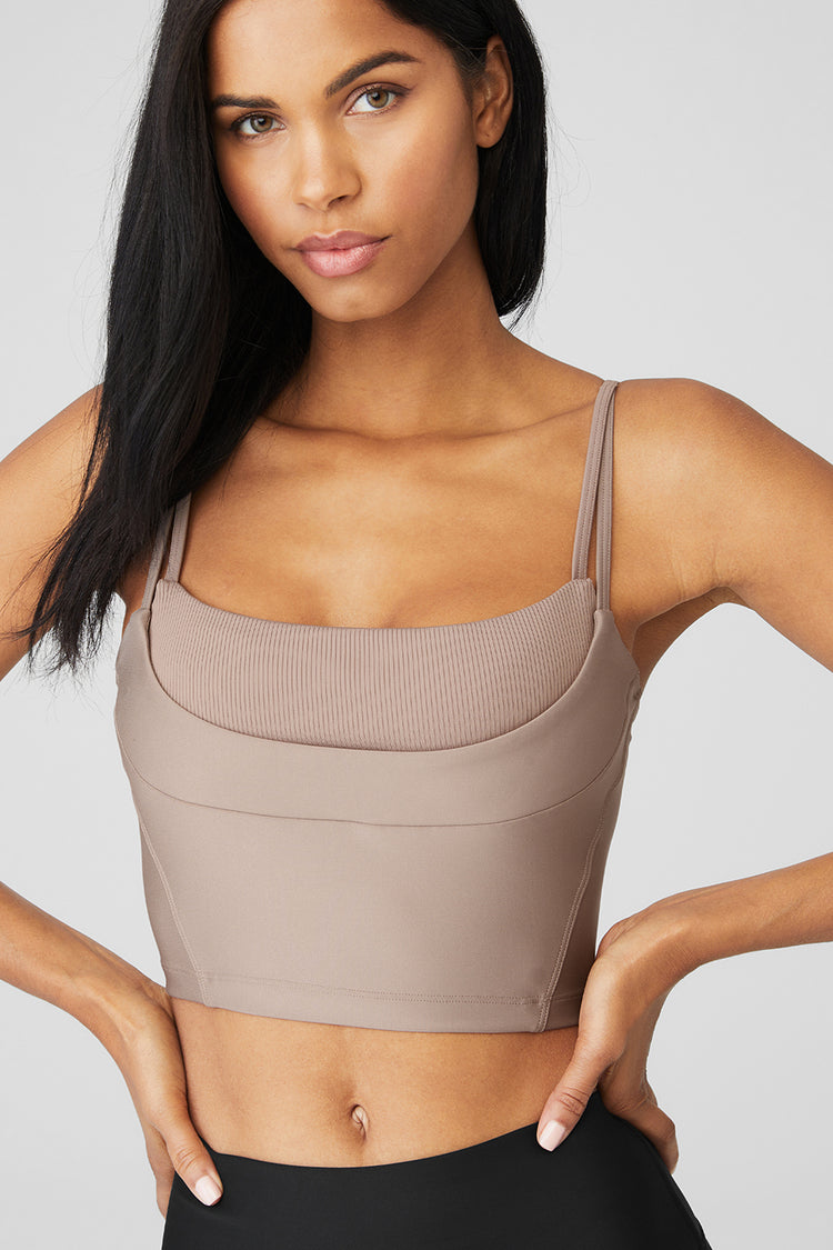 Body Contour High Compression Ribbed Square Neck Cropped Tank