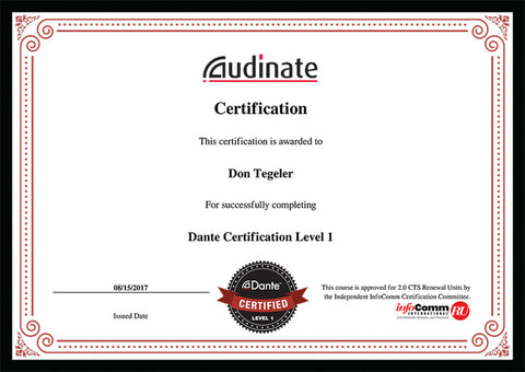 Tegeler Music Dante Certification