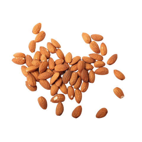 A small pile of raw almonds