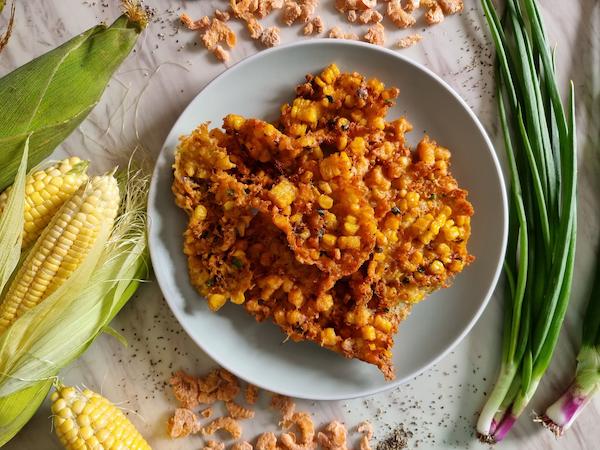 Carrot and corn fritters