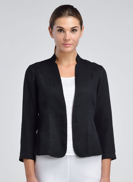 Women's Linen Jacket - Linen Grandad Fitted Short Blazer | ANN G LINEN ...