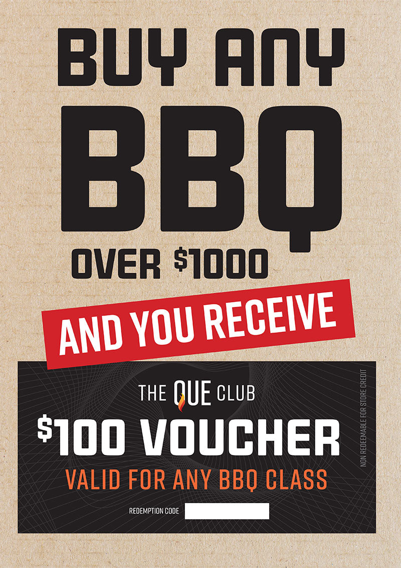 Free BBQ class voucher with BBQs over $1000