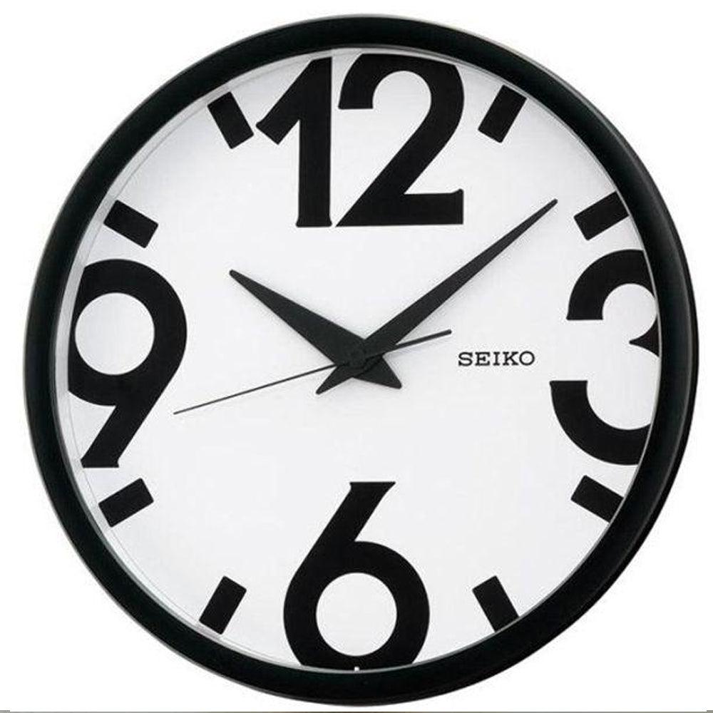 Seiko Black & White Quiet Sweep Hand Wall Clock QXA476T