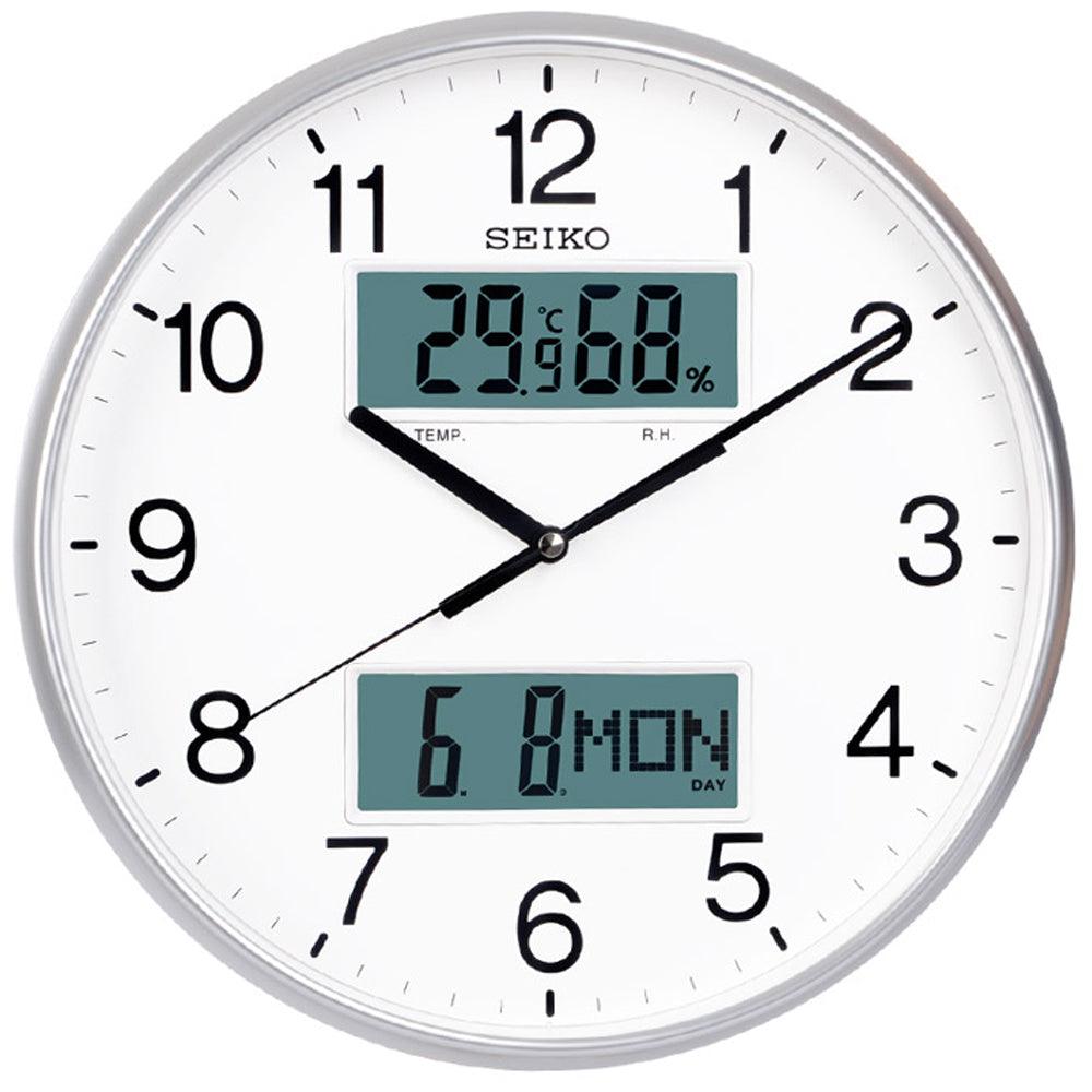Seiko LCD Thermometer Hygrometer Wall Clock QXL013S