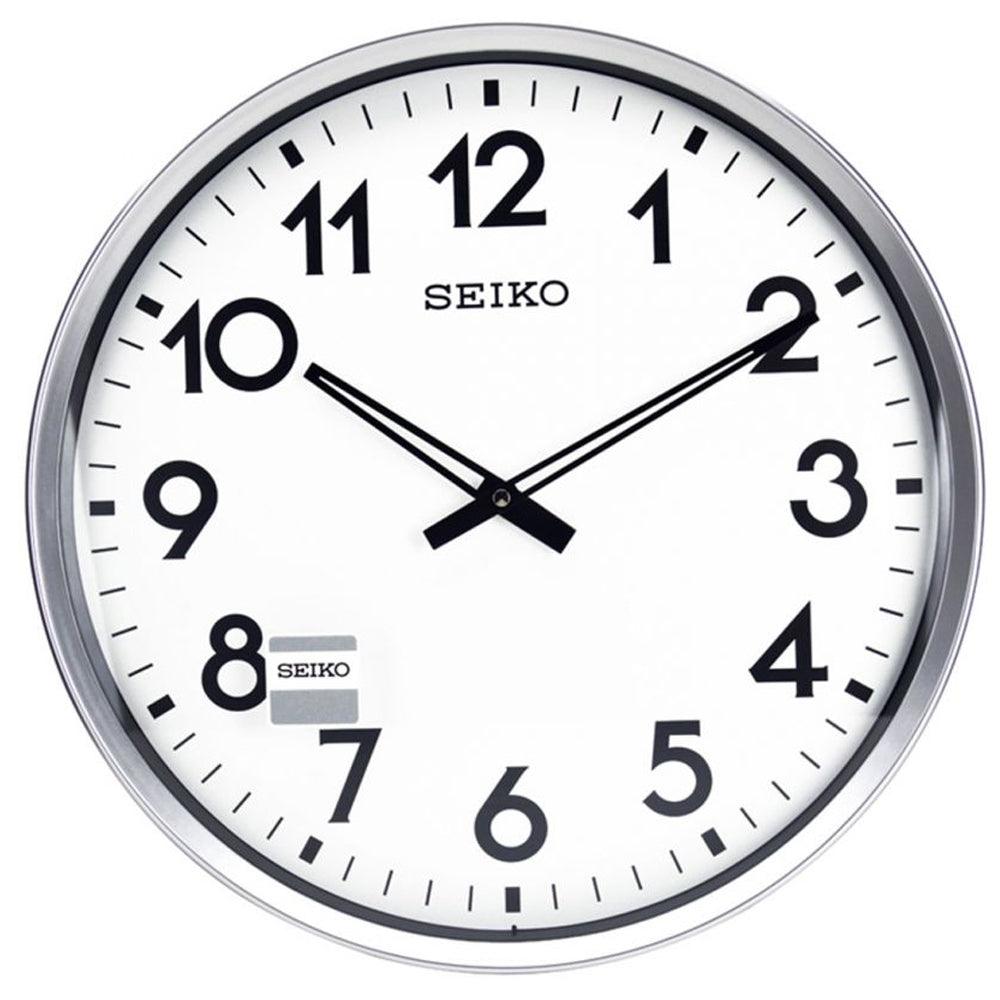 Seiko Silver Large Black Dial Wall Clock QXA560A