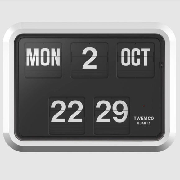 Twemco BQ-17 Flip Clock (White Case, Black Dial) (24 Hour)