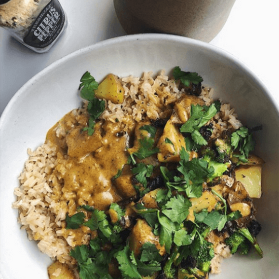 A bowl of Curry made with FreshJax Citrus Pepper Seasoning