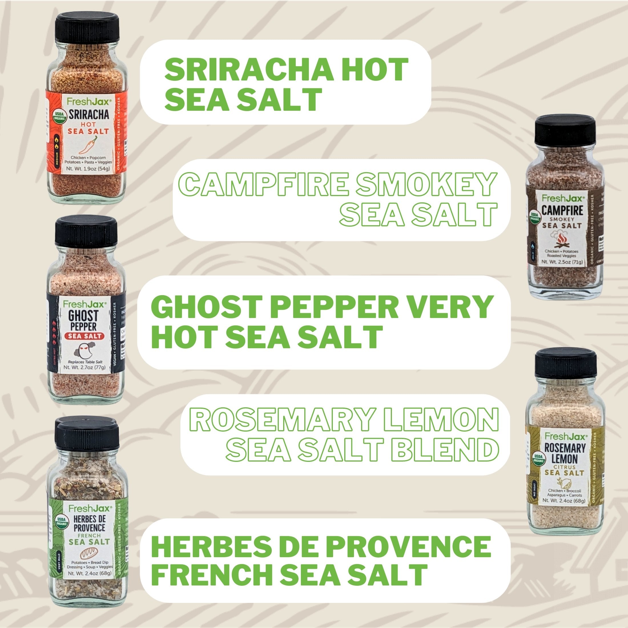 Freshjax Taste The World Organic Seasonings Variety 5 Pack