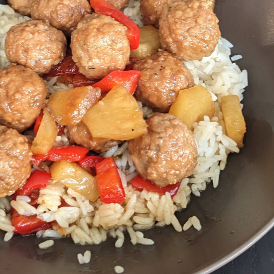 Hawaiian Meatballs made with Rosy Cheeks Seasoning