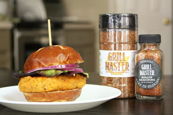 Sweet potato and quinoa burger recipe with freshjax Organic Grill master burger Seasoning