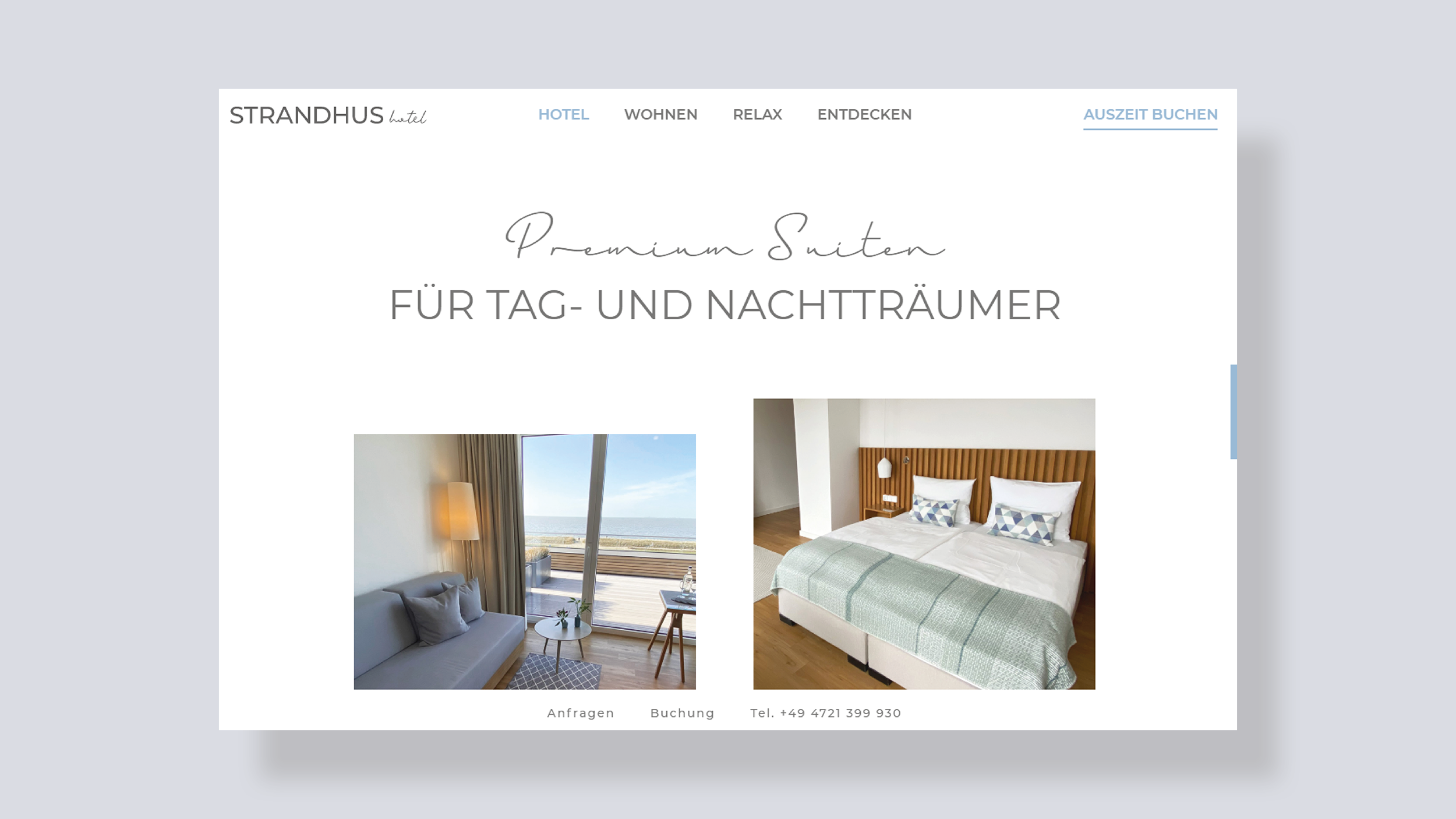 Strandhus Hotel Cuxhaven Webdesign by Art+Code Studio