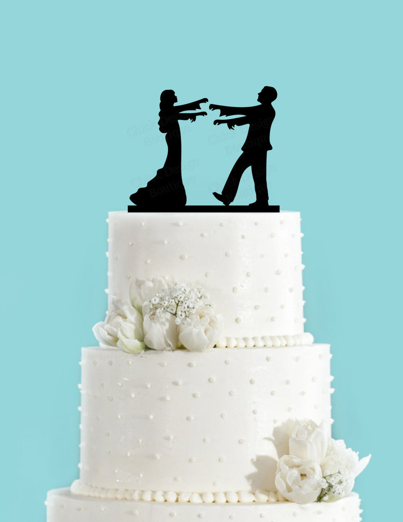 Zombie Bride And Groom Cake Topper Halloween Themed Wedding Cake