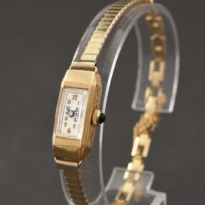 30s BENRUS Ladies Baguette 18K Gold Swiss Cocktail Watch – empressissi