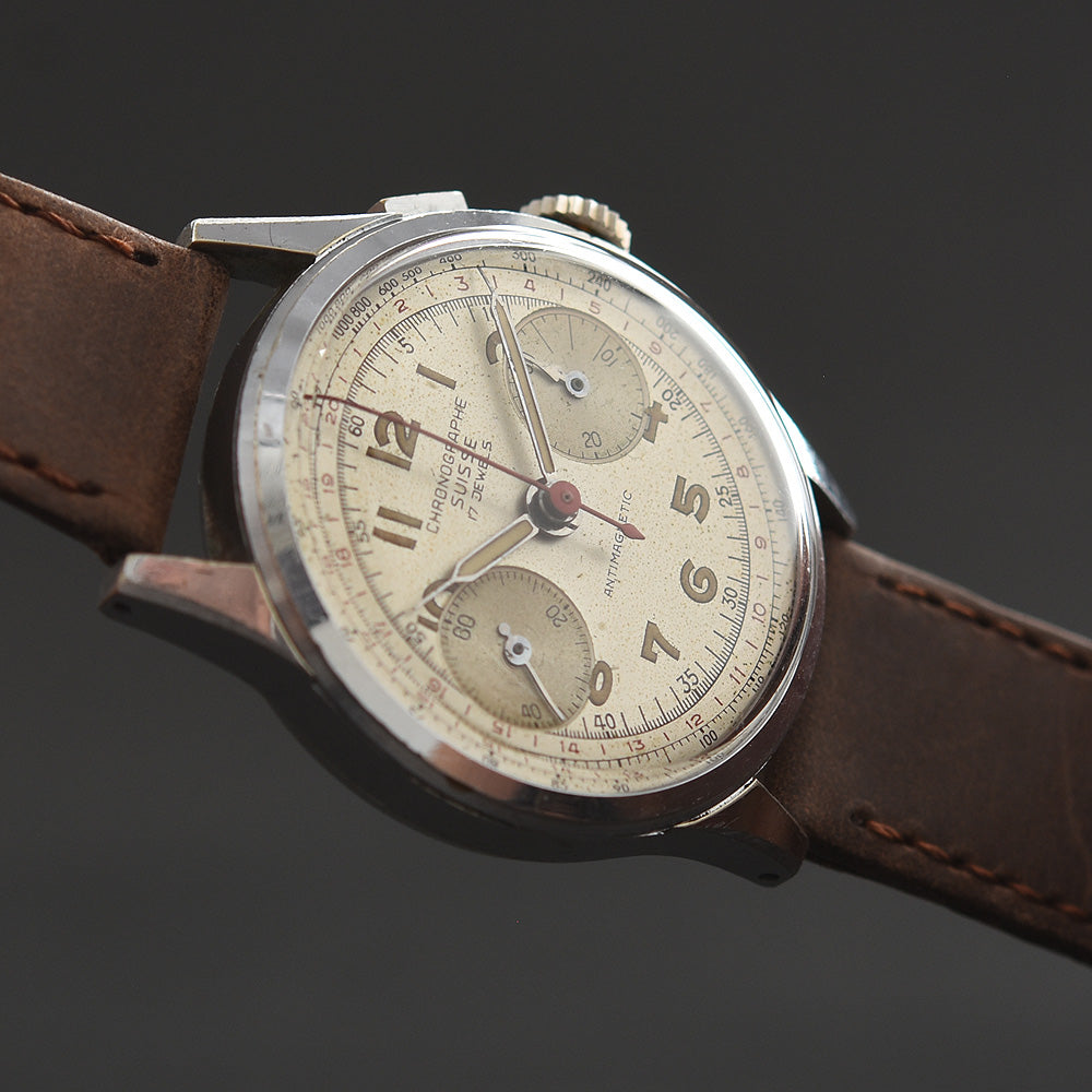 50s BUTTES Chronographe Suisse Landeron 51 Gents Vintage Chronograph ...