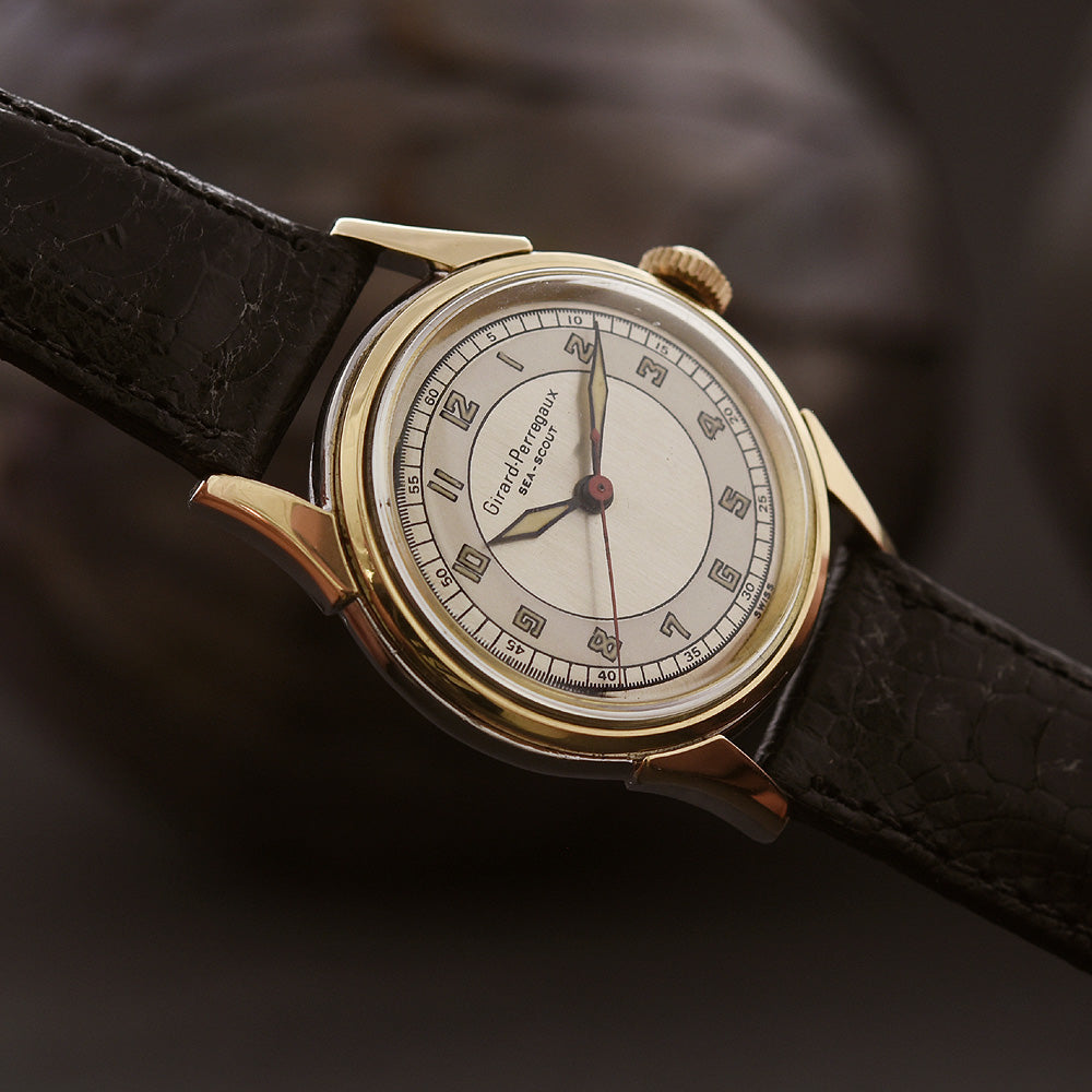 40s GIRARD-PERREGAUX 'Sea-Scout' Bumper Automatic Gents Military Style ...