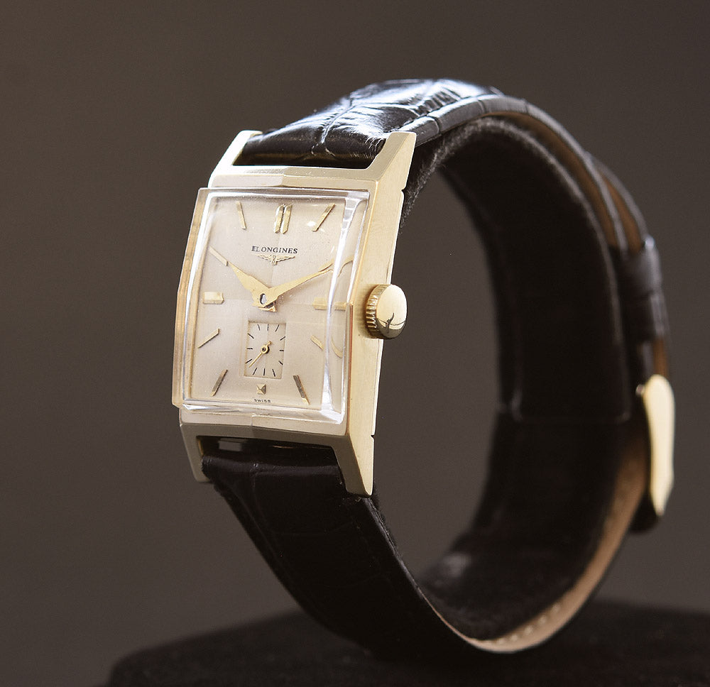 1950 LONGINES 'Pres. Roosevelt' Gents 14K Solid Yellow Gold Vintage Wa ...