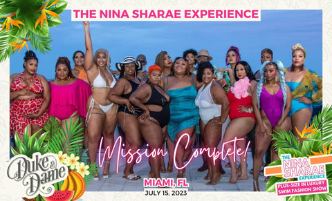 Nina Sharae with 16 plus size models at Miami Swim Week 2023