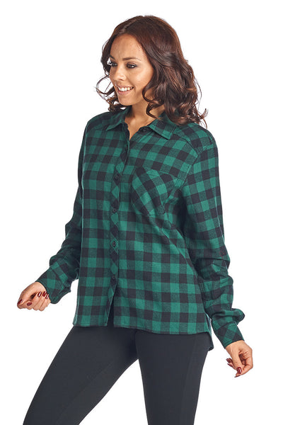 PTP01 Plaid Flannel Shirt W/ Elbow Patch (More color options) | FashionPosh