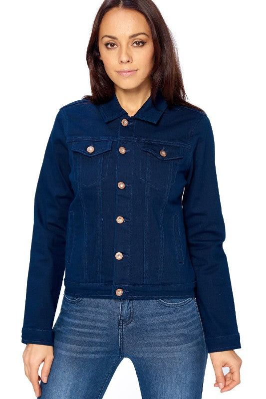 Navy Denim Jacket | FashionPosh