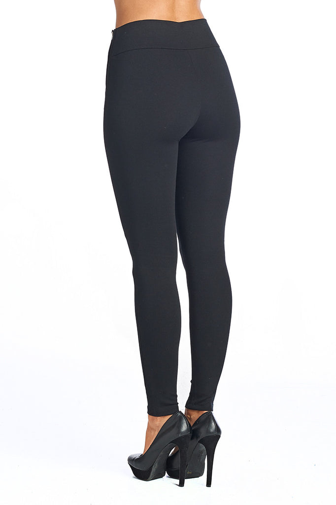 YCPP80 Ponte Leggings W/ Side Zippers | FashionPosh