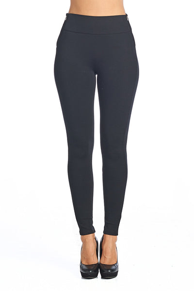 YCPP80 Ponte Leggings W/ Side Zippers | FashionPosh