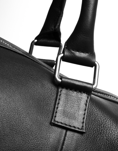 Les Deux MEN Blake Leather Weekend bag Bags 100218-Black/Light Ivory